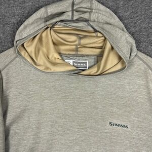 Simms Hoodie Mens Large Beige Insect Shield Bugstopper Lightweight Fishing Hoody